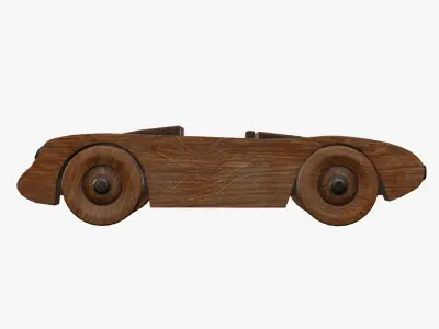 Old wooden toy sports car 3D model