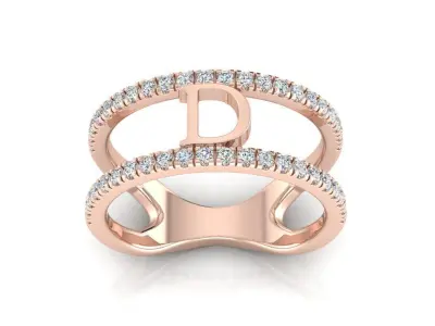Jewelry Alphabet Ring D 3D print model