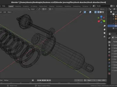 car shock absorber with suspension spring 3D model