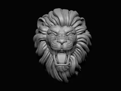 Furious Lion Head 3D print model