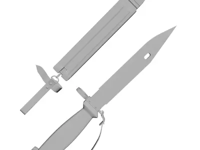 Knife with sheath Low-poly 3D model