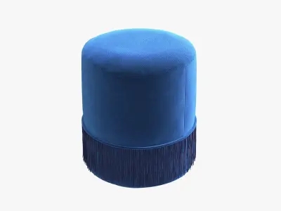 Teddy Velvet Pouf in PinkBlue Low-poly 3D model