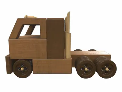 Wooden car toy truck 4 Free 3D model