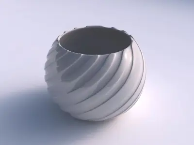 Bowl spheric with twisted smooth ribbons 3D print model