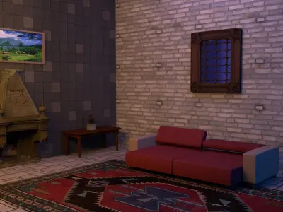 living room obj fbx mb ma  Low-poly 3D model