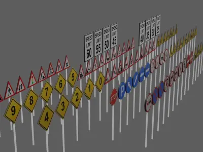 package low poly  traffic signs Low-poly 3D model