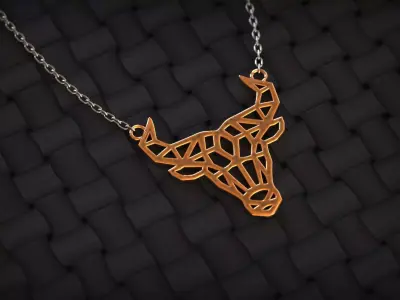 Geometric Bull Skull Head Pendant 3D print model