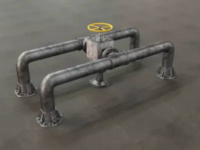 Sci-Fi Water Pump and Pipes 3D model