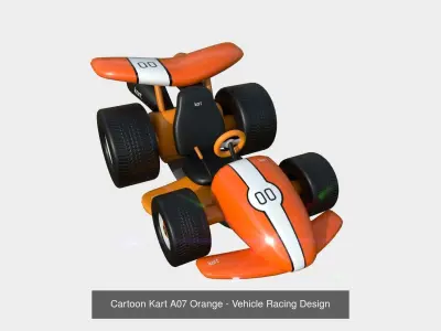 10 Cartoon Karts Orange Collection - Vehicle Racing Design 3D Model Pack