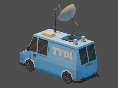 Tv News Van Low-poly 3D model
