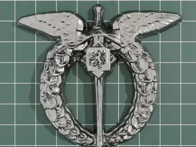 3D Printable Czech Air Force RAF Volunteer Pilot Wings Badge 3D print model