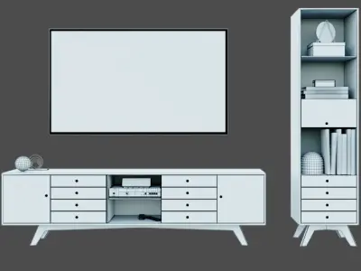 Scandinavian Style Wood Colored TV Unit 3D model