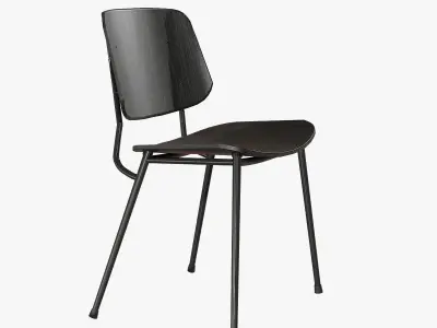 Soborg Metal Base Chair-Black lacquered and Black Steel Low-poly 3D model