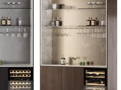 Home Wooden Bar with Wine Storage by ScandiFrost 3D model