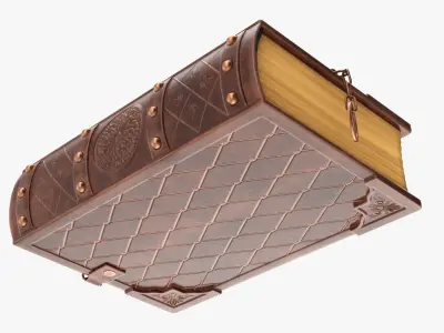 Old book in leather decorated 02 3D model