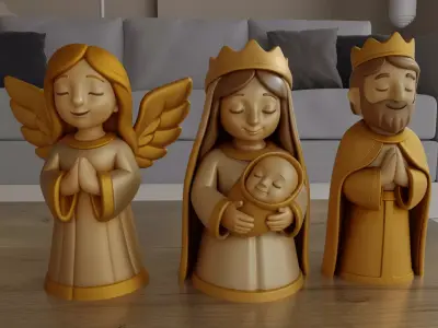 Charming Nativity Scene STL 3D Model 3D print model