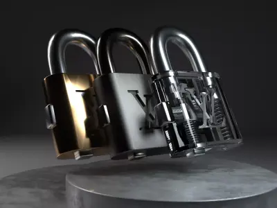 LV Padlock Glass-Platinum-Gold Materials 3D print model