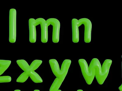 Alphabet Balloons and Numbers 3D model complete with material Low-poly 3D model