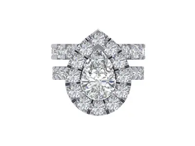  Pear Solitaire Ring Bridal set 3D print model