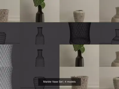 Marble Vase Set 3D Model Collection