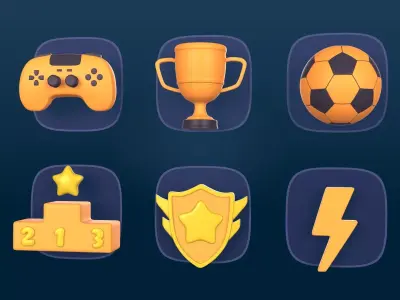 Cartoon Pack -- Video Game Controller - Trophy Cup - Soccer Ball Low-poly 3D model