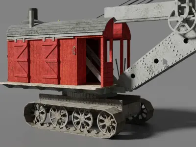 Steam Shovel Low-poly 3D model