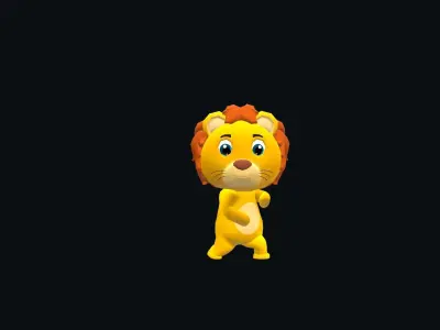 Cartoon Lion Animated Low-poly 3D model