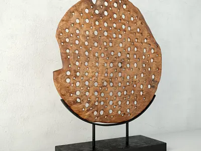Natura Wooden Carving Deco on Stand 3D model