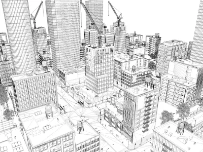 Buildings City building industrial park commercial housing 3D model V19