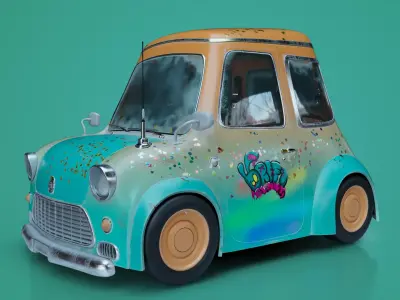 Funky Cartoon Car 3D model