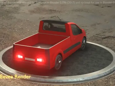 City Car 39 Utility Vehicles Van Pickup 1500 Type-D Red Low-poly 3D model