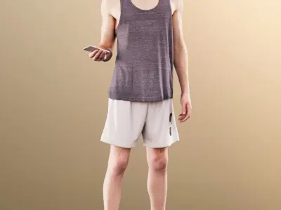 Milo 11231 - Man In Summer Outfit Checking His Phone Low-poly 3D model