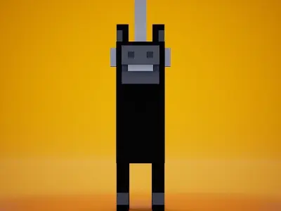 Voxel - Black Unicorn Low-poly 3D model
