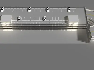 Parking garage building in cutaway section 25-28 3D model