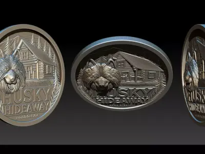 Husky Hideaway  2-5D Bas Relief  STL - OBJ - ZTL 3D print model