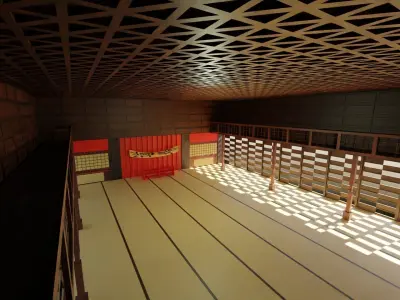 Dojo Fighting Hall Low-poly 3D model