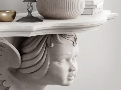 Decorative set shelf with statue of woman 3D model