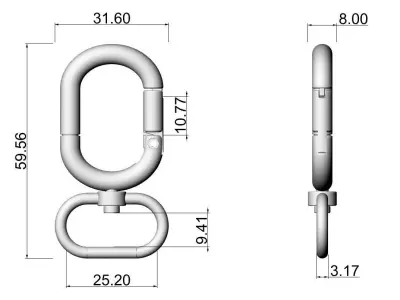 Luxury Metal Bag Hook Premium Purse Carabiner 25mm 3D print model