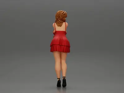 Attractive girl in dress robe Leaning Against car 3D print model