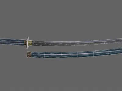 PBR Katana Japanese Sword Blue V2 Low-poly 3D model