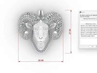 GOAT PENDANT WITH DIAMONDS 3D PRINT MODEL 3D print model