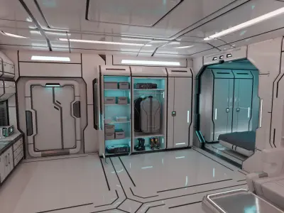 SciFi Apartment Room Low-poly 3D model