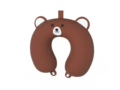 Set 5 Cartoon Animal U-Shaped Neck Pillow Low-poly 3D model