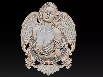 Angel Woman Relief  STL File for CNC 3DPrinting  Laser Engraving 3D print model
