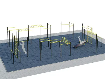 Sports ground with pull up bars 3D model