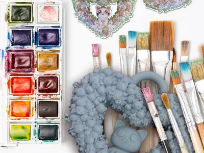 Garland of Cats and flowers 3D print model