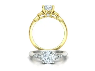 Solitaire Nautilus Engagement Ring Big Stone 3dmodel 3D print model