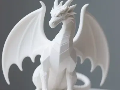 Geometric Dragon Figurine on Pedestal 3D print model