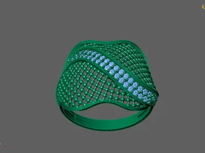 Women Ring With Stone Diamond Ready STL 3DM Models Womens Rings 3D print model 3