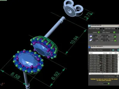 Classic set with oval gem 3D print model